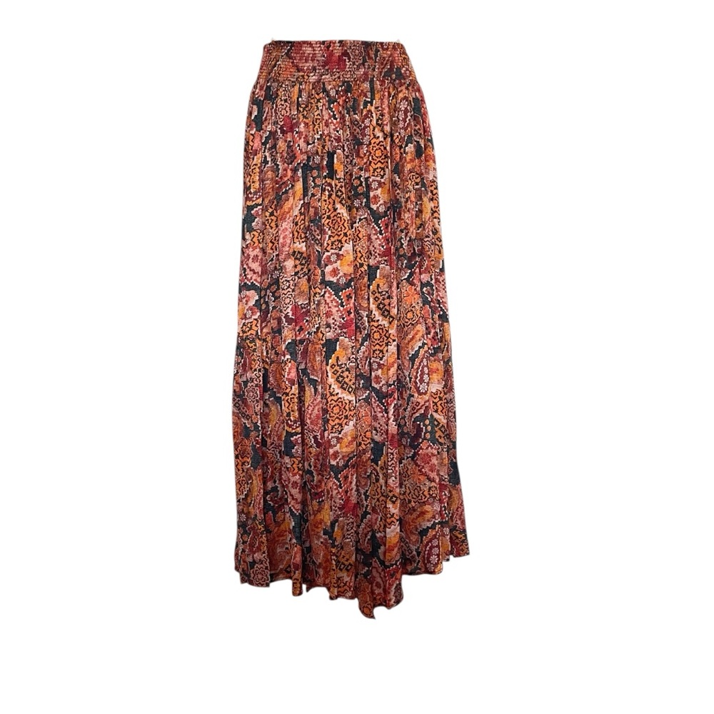CHUFY Forever Patagonia Pleated Boho Midi Skirt Paisley Western Elastic Waist S